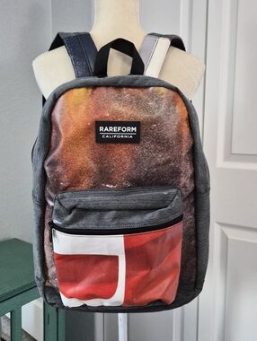 RAREFORM California Upcycled Billboard Backpack Gray Graphic Laptop Bag